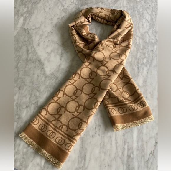 Bloomingdale's Accessories - Bloomingdale’s 50th Anniversary Exclusive Logo Scarf - Camel 72” X 26” W